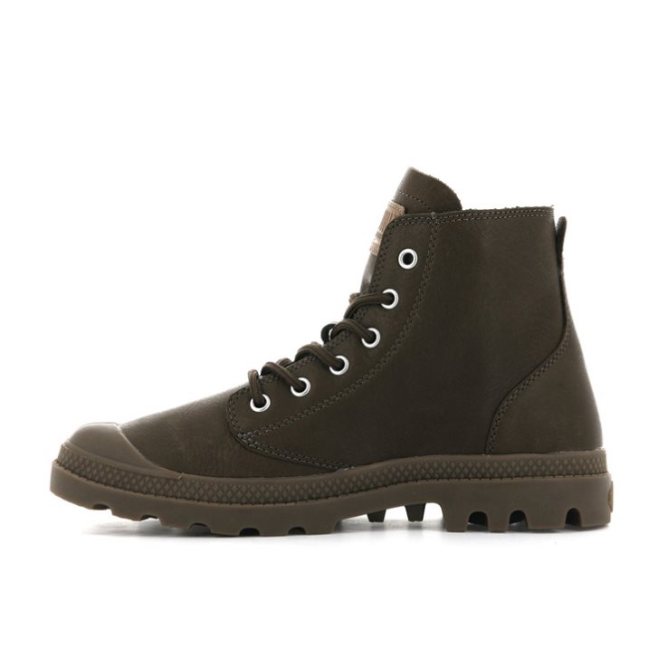 Dámské Boty Palladium Pampa Hi Leather UL Čokolády | CZ HVN-87Y